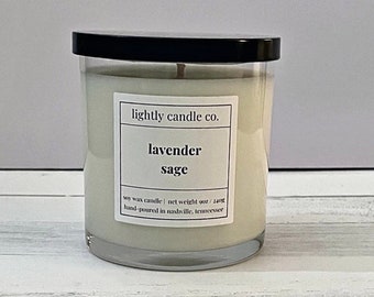 Lavender, Sage Soy Candle • 9 oz Container Candle • Lavender Candle • Lavender Sage Candle • Natural Wax Candle • Relaxation Candle