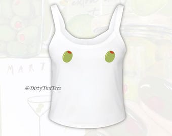 Olive Nips Dirty Martini Ribbed Tank Top Halloween Costume Birthday Gift Bachelorette Part