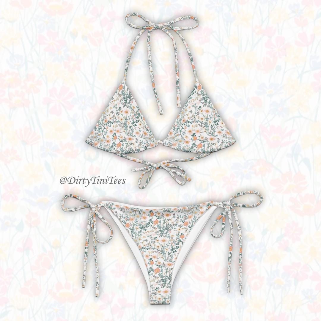 Daisy Floral Print String Bikini: Summer Vacation Birthday Gift ...