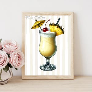 Pina Colada Bar Cart Yellow Trendy Wall Art Print Digital File Bedroom Living Room Office Gallery Wall -multiple size ratios included