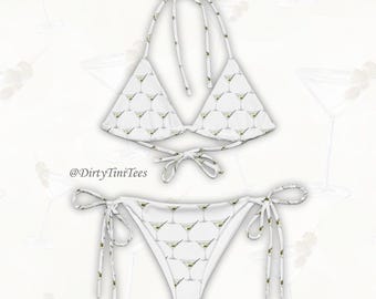Dirty Martini Print String Bikini: Summer Vacation Bachelorette Party