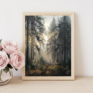 Forest Foggy Trees Nature Greenery Wall Art Print Digital File Bedroom Living Room Office Gallery Wall - multiple size ratios included