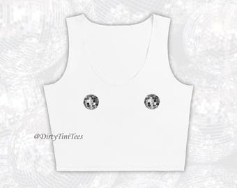 Disco Ball Tini Nips Cute Crop Tank