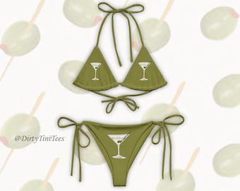 Olive Green Dirty Martini String Bikini: Summer Vacation Swimsuit Birthday Gift Bachelorette Party