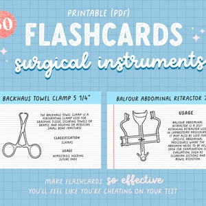 UPDATED!! 150 Major Basic Surgical Instruments Printable Flashcard, Medical Equipments Printable, Instrument Set for Medical Surgery