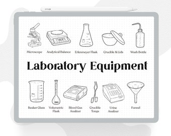 29 Laboratory Equipment Digital Sticker, Chemistry Laboratory, Medical School, Lab Life, Medical Journal, Goodnotes