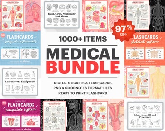 1000+ Medical Bundle All Files in Shop, Goodnotes Sticker, Medical Flashcards, Digital Stickers, Anatomy Typography SVG, DIGITAL DOWNLOAD