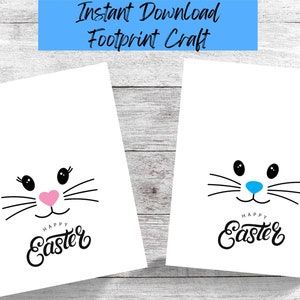 Easter Bunny Footprint Craft | Easter Footprint Art| Instant Download Easter Craft