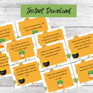 St. Patrick&#39;s Day Printable Treasure Scavenger Hunt Clue Cards Instant Download