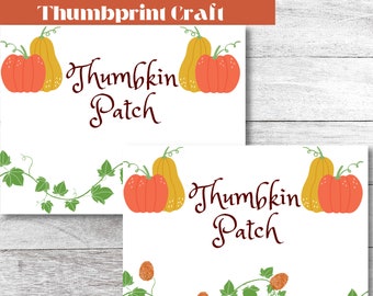 Thumbkin Patch Thumbprint Craft: Kids Fall Activity (Digital Download