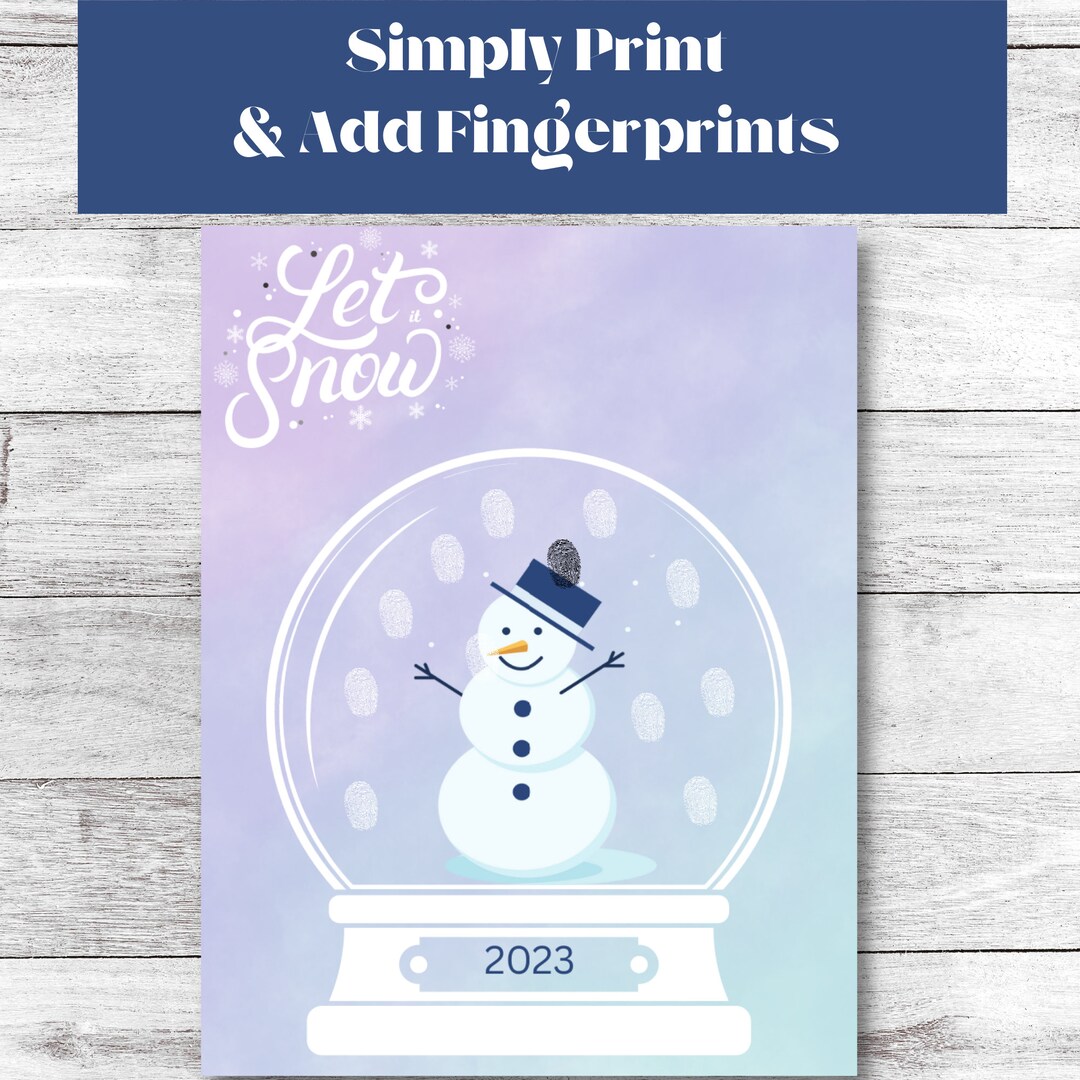 Snow Globe Fingerprint Craft Let It Snow Fingerprint Art Instant