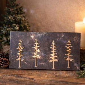 Rustic Wood Tree Art Tile | Copper Woodland Decor (4x8)