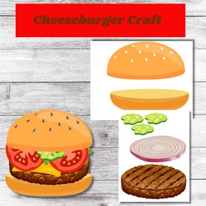 Cheeseburger Craft| Scissor Skills Activity| Summer Craft| National Cheeseburger Day Printable