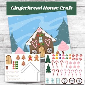Printable Gingerbread House Craft Kit – Kids Holiday Activity | Color + Build Christmas Craft