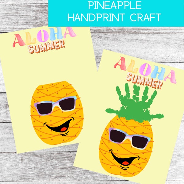 Pineapple Handprint Craft| Aloha Summer Art| Luau Theme Craft| Instant Download