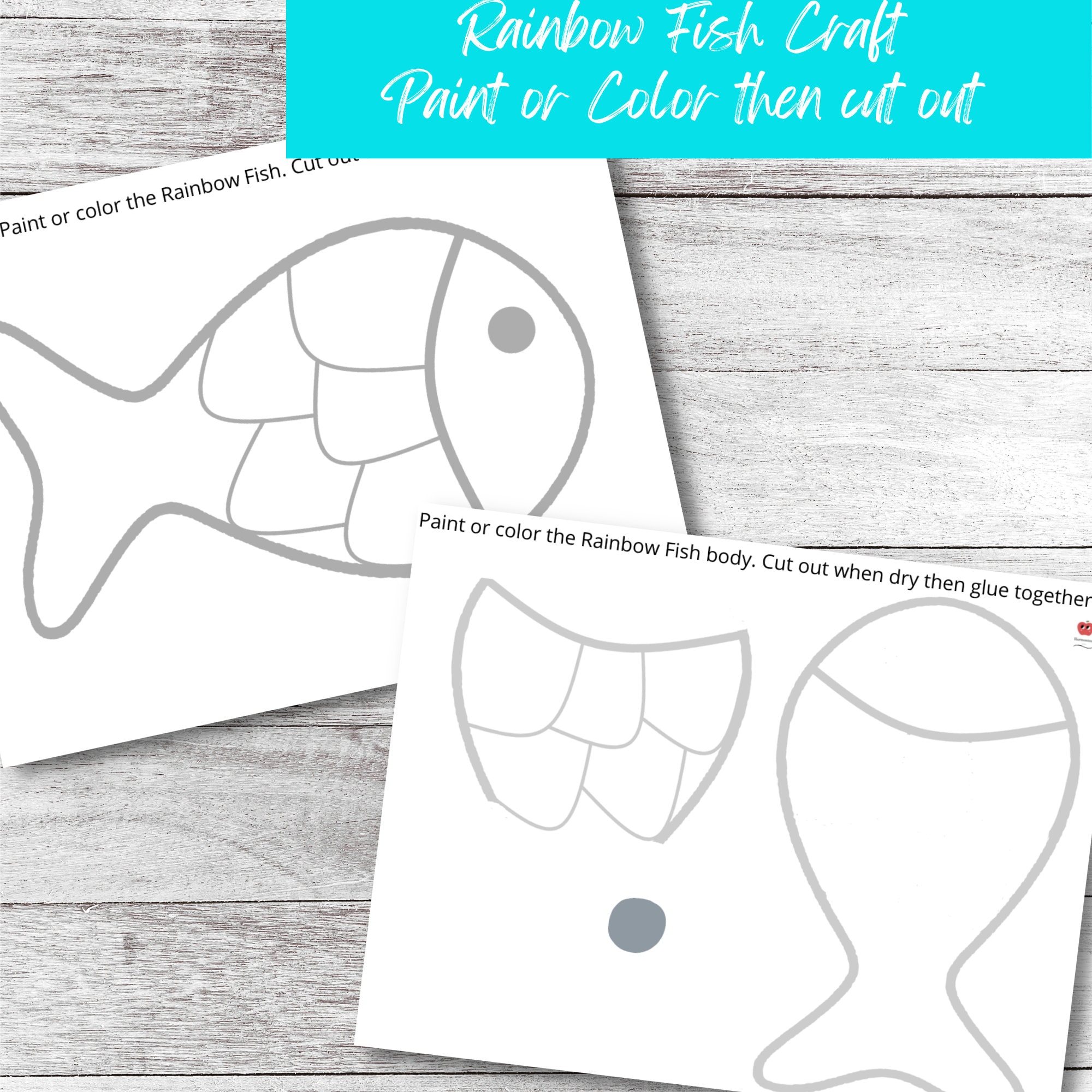 Rainbow Fish Craft| Scissor Skills|  Rainbow Fish Painting Activity| Instant Download