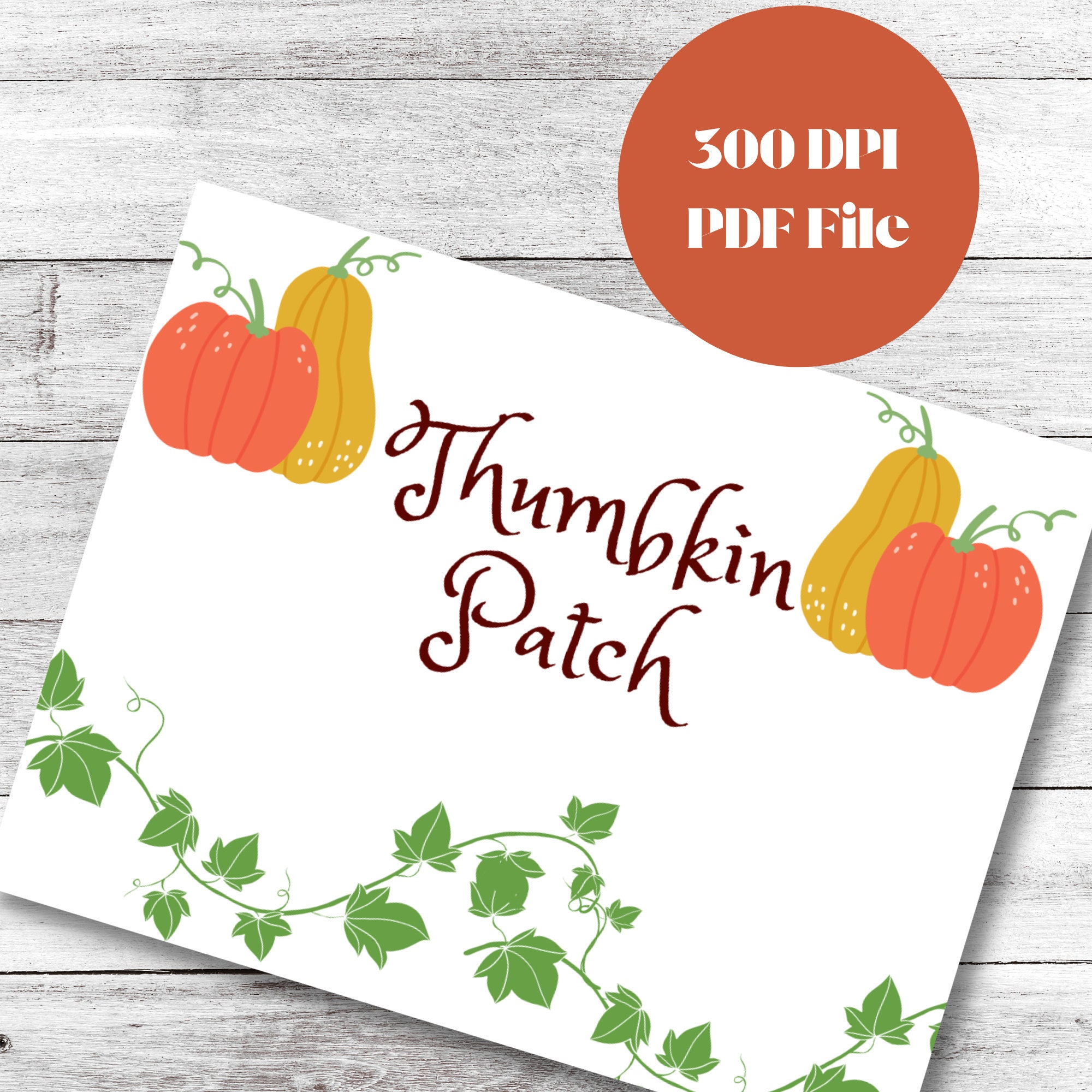 Fall Pumpkin Patch Thumbprint Craft Thumbkin Patch Printable Etsy