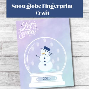 Schneekugel Fingerabdruck Handwerk | Let It Snow Fingerabdruck Kunst | Sofortdownload| Druckbare Handarbeit