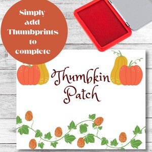 Fall Pumpkin Patch Thumbprint Craft| Thumbkin Patch Printable Craft Template| Instant Download ...