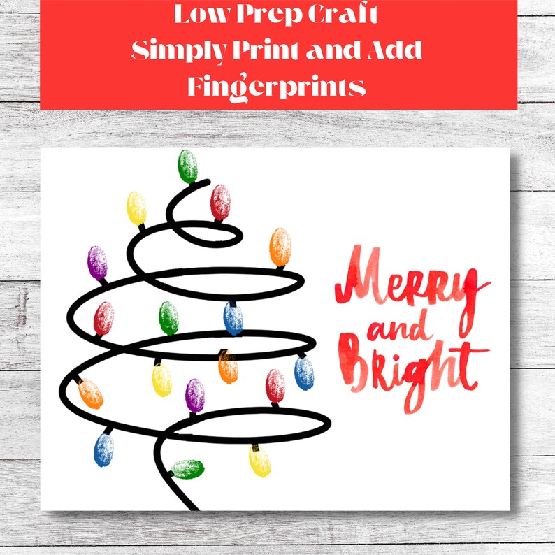 Merry & Bright Christmas Light Strand Fingerprint Craft Christmas