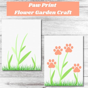 Paw Print Flower Garden Craft| Printable Dog Mom Craft| Paw Print Mother's Day Gift