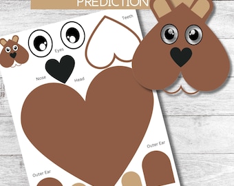 Groundhog Printable Craft| Scissor Skills Activity| Build A Groundhog| Instant Download