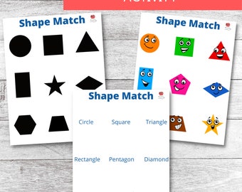Shape Matching Game: Cartoon Shapes & Vocabulary (Instant Download)