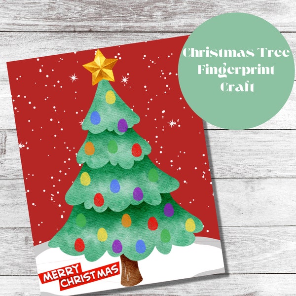 Christmas Tree Fingerprint Craft| Christmas Light Fingerprint Art| Instant Download| Printable PDF