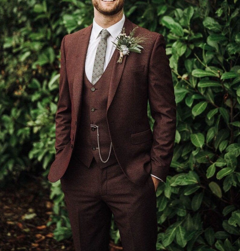Men Wedding Suit Groom Wear Maroon Suit Wedding Suit 3 Piece - Etsy