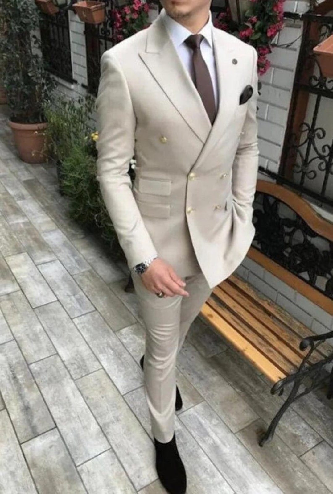Beige Suits for Men Men Suits 2 Piece Slim Fit Suits Two - Etsy