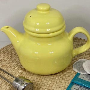 Vintage Canary Yellow Ceramic Teapot: High Domed Japan Decor 1970s Collector