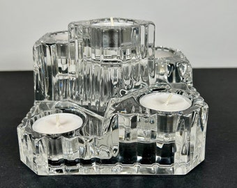 Retired Vintage PartyLite Heavy Crystal Castle 5 Tier Votive Tea Light Candle Holder Made In Germany