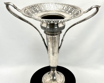Vintage Art Nouveau Silver-Plate Double-Handle Trumpet Vase from Standard Silver Company (Toronto Canada) by International Silver Co. 32/ 87