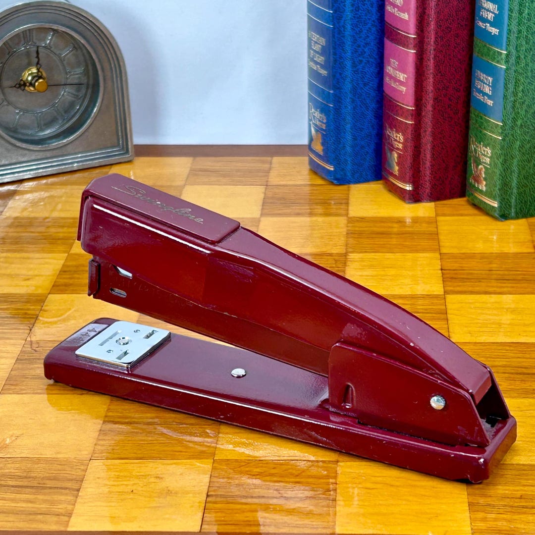 Vintage Swingline Stapler: Red Maroon Metal Model #444 - Etsy