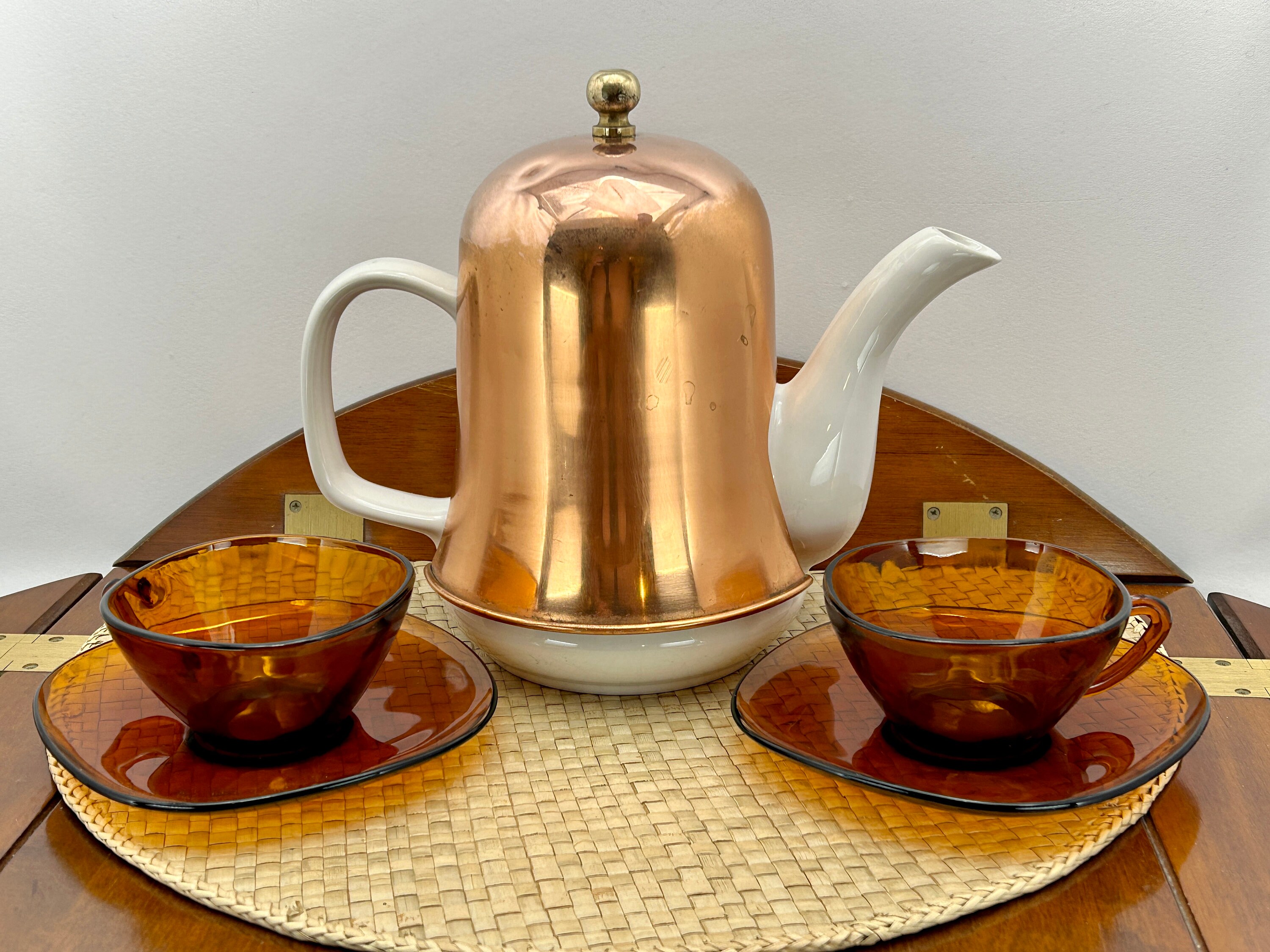 Copper Rose Glass Teapot with Tealight Warmer – Plum Deluxe Tea