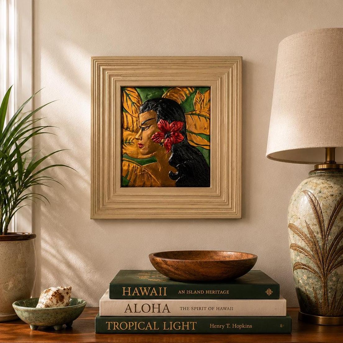 50’sアメリカ モザイクタイル 絵画 額 ビンテージHAWAII 1950s Hawaiian Art - Etsy