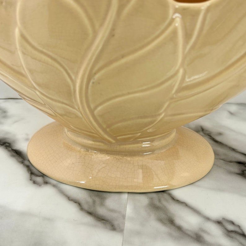 Beswick England Earthenware Large Circular Ceramic Vase Planter with Art Deco Flower Motif Circa 40s Collector or Housewarming Gift