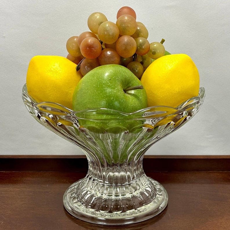 EAPG Pedestal Bowl Fluted Sides  Scalloped Loop Patterned Lip & Footed Base Lovely Versatile Bowl Great for Housewarming Gift or Collectors