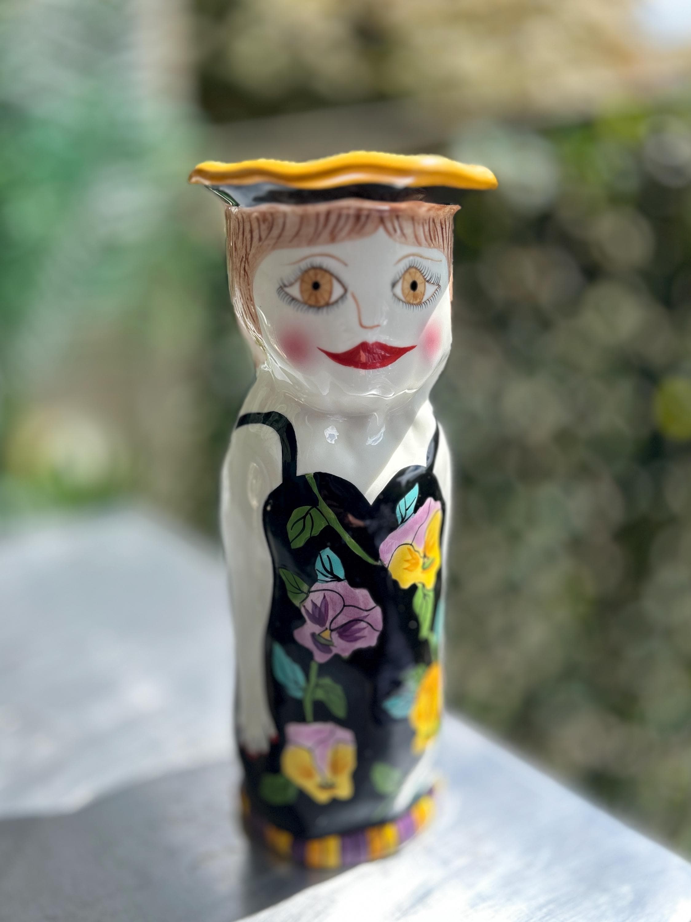 ビンテージ SUSAN PALEY フラワーベース オレンジ色 花器 陶器 花瓶