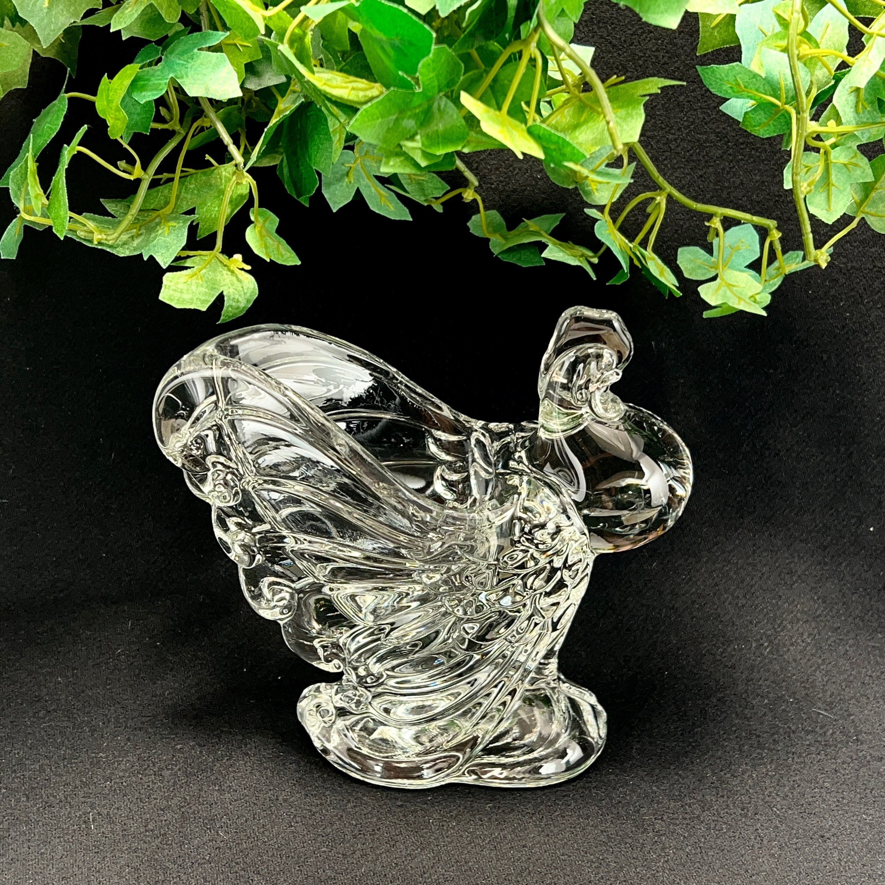 vintage Heisey Chanticleer rooster bird cocktail glasses, clear glass w/  figural stem