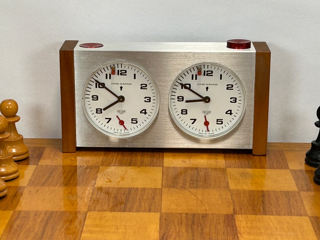 Vintage Highly Prized Heuer Chess Champion Clock Swiss Made by Looping
