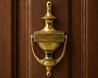 Vintage Brass Urn Door Knocker, Victorian Georgian Style with Space for Engraving