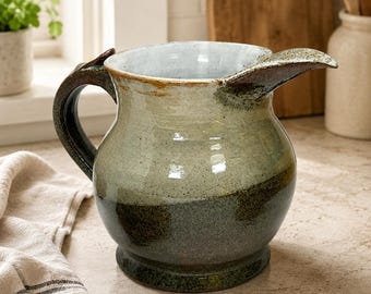 Handmade Studio Pottery Stoneware Jug: Signed  "JG 83" by Artist - Juice Sangria Pitcher