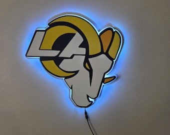 LA Rams LED Backlit Sign, NFL Football Wall Decor, Sports Neon Light