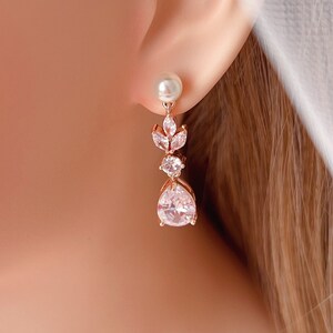 CZ Bridal Earrings, Wedding CZ Earrings, Silver Bridal Jewelry, Bridal Earrings, Wedding Earrings, CZ Drop Bridal Earrings,Bridesmaids gift