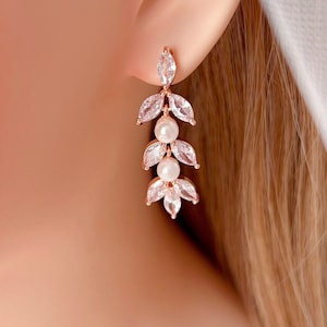 Crystal Bridal Earrings, Pearl Drop Earrings, Wedding Earrings, Bridesmaid Earrings, Bridal Earrings ,Briesmaid Gifts