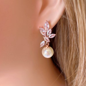 Crystal Bridal Earrings,Pearl Bridal Earrings,Silver Pearl Earring,Statement Earrings,Bridesmaids Gift,Pearl Wedding Earring,Wedding jewelry
