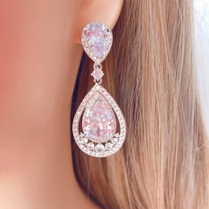 Bridal Drop Earrings,Crystals Wedding Earrings,CZ Bridal Earrings,CZ Wedding Earrings, CZ Dangle Earrings,Bridesmaids Gift,Wedding Jewelry