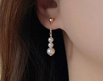 Freshwater Pearl Drop Earrings, Dangle Pearl Earrings, Handmade Bridal Earrings, Long Pearl Earrings, Wedding Earrings,Bridesmaid Gifts
