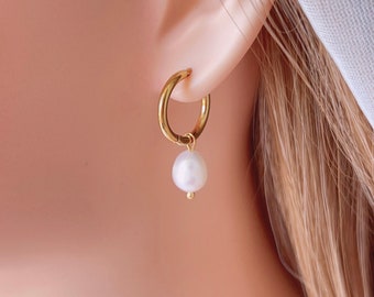 Boucles D’oreilles En Or 18 Carats Avec Perles – Bijou Ancien 3,21 G, Style Chic